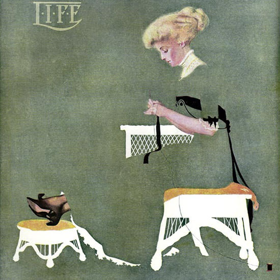 Coles Phillips Life Magazine Home Ties 1909-10-14 Copyright crop | Best of 1891-1919 Ad and Cover Art