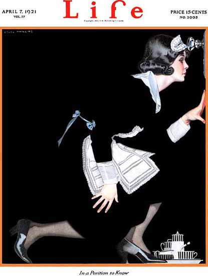 Coles Phillips Life Magazine In a Position to Know 1921-04-07 Copyright C | 200 Coles Phillips Magazine Covers and Ads 1908-1927