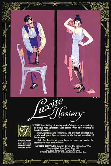 Coles Phillips Luxite Hosiery Feeling of Luxery 1917 C | 200 Coles Phillips Magazine Covers and Ads 1908-1927