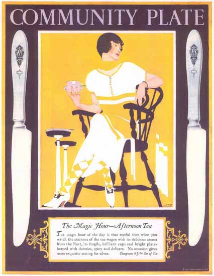 Coles Phillips Oneida Community Plate Afternoon Tea Sex Appeal | Sex Appeal Vintage Ads and Covers 1891-1970