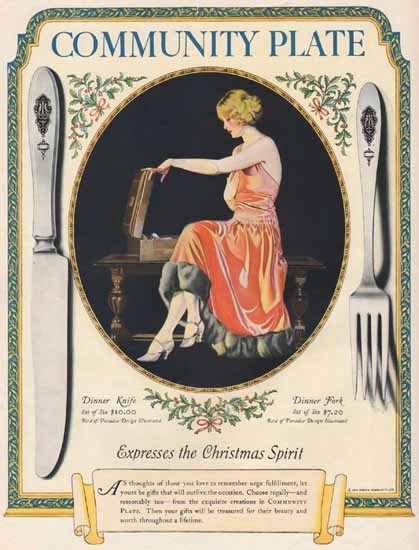 Coles Phillips Oneida Community Plate Christmas Spirit 1924 C | 200 Coles Phillips Magazine Covers and Ads 1908-1927