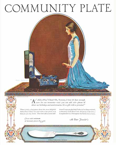 Coles Phillips Oneida Community Plate On Her Knees C | 200 Coles Phillips Magazine Covers and Ads 1908-1927