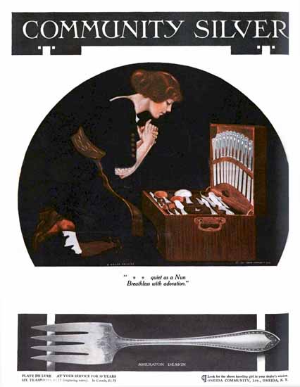 Coles Phillips Oneida Community Silver Adoration C | 200 Coles Phillips Magazine Covers and Ads 1908-1927