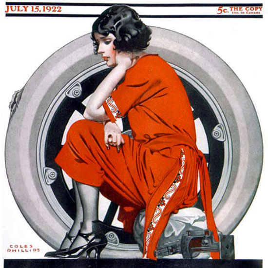 Coles Phillips Saturday Evening Post Flat Tire 1922_07_15 Copyright crop | Best of Vintage Cover Art 1900-1970