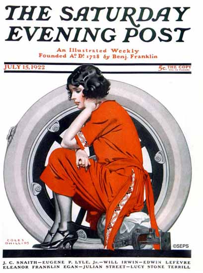 Coles Phillips Saturday Evening Post Flat Tire 1922_07_15 Sex Appeal | Sex Appeal Vintage Ads and Covers 1891-1970