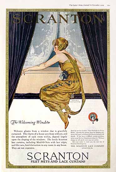 Coles Phillips Scranton Curtains The Welcome Window C | 200 Coles Phillips Magazine Covers and Ads 1908-1927