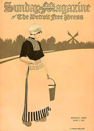 Coles Phillips Sunday Magazine Detroit Free Press 1913 C | 200 Coles Phillips Magazine Covers and Ads 1908-1927