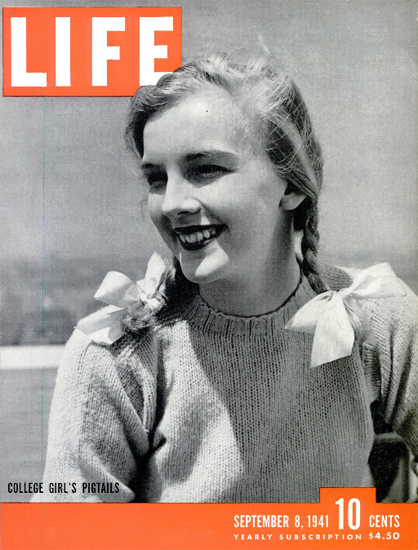 College Girls Pigtails 8 Sep 1941 Copyright Life Magazine | Life Magazine BW Photo Covers 1936-1970