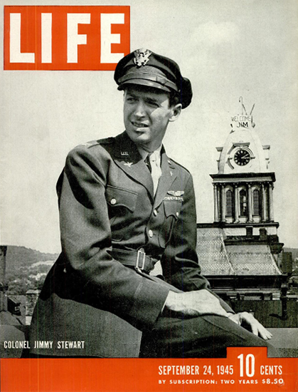 Colonel Jimmy Steward 24 Sep 1945 Copyright Life Magazine | Life Magazine BW Photo Covers 1936-1970