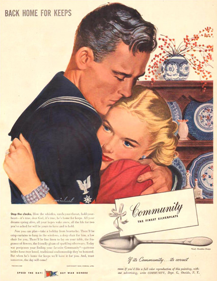 Community Silverplate Back Home Keeps 1944 | Sex Appeal Vintage Ads and Covers 1891-1970