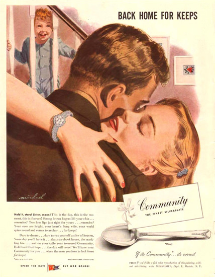 Community Silverplate Back Home Keeps 1945 | Sex Appeal Vintage Ads and Covers 1891-1970