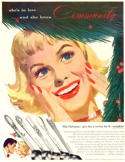 Community Silverplate In Love Christmas 1953 | Sex Appeal Vintage Ads and Covers 1891-1970