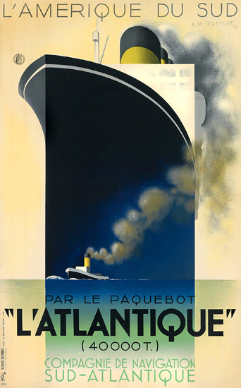 Companie De Naviagation Atlantique Paquebot | Vintage Travel Posters 1891-1970