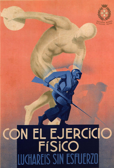 Con El Ejercicio Fisico Spain Espana | Vintage War Propaganda Posters 1891-1970