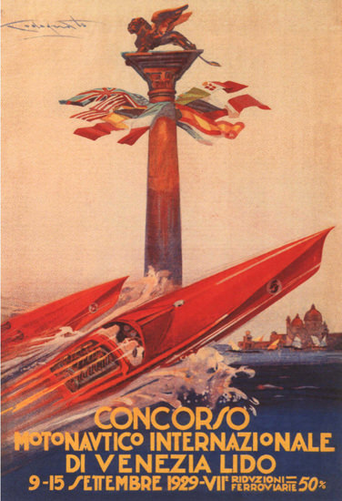 Concorso Motonautico Int Venezia 1929 | Vintage Ad and Cover Art 1891-1970