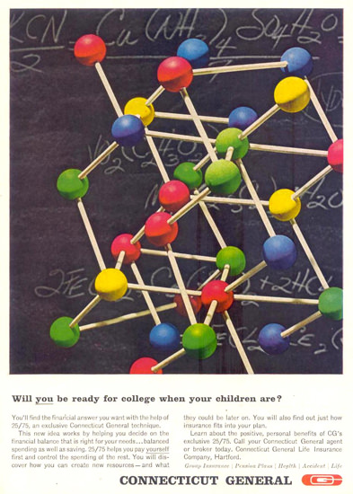 Connecticut General Ready For College 1963 | Vintage Ad and Cover Art 1891-1970