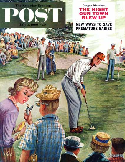 Constantin Alajalov Saturday Evening Post Distracted Golfer 1960_07_02 | The Saturday Evening Post Graphic Art Covers 1931-1969