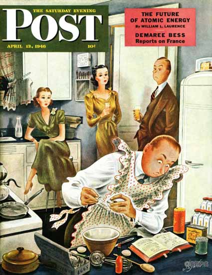 Constantin Alajalov Saturday Evening Post Gourmet Cook 1946_04_13 | The Saturday Evening Post Graphic Art Covers 1931-1969