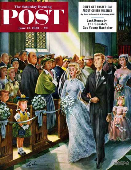 Constantin Alajalov Saturday Evening Post Recessional 1953_06_13 | The Saturday Evening Post Graphic Art Covers 1931-1969