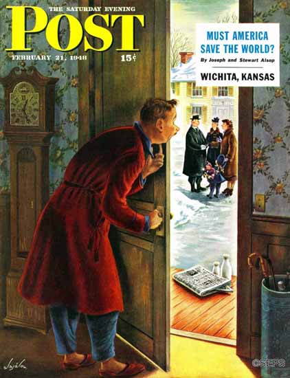 Constantin Alajalov Saturday Evening Post Sunday Paper 1948_02_21 | The Saturday Evening Post Graphic Art Covers 1931-1969