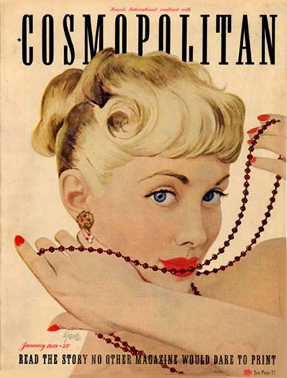 Cosmopolitan Magazine Copyright 1949 Girl With Necklace | Sex Appeal Vintage Ads and Covers 1891-1970