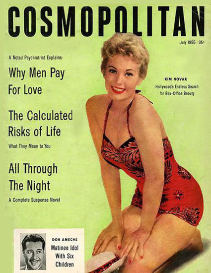 Cosmopolitan Magazine Copyright 1955 Kim Novak | Sex Appeal Vintage Ads and Covers 1891-1970