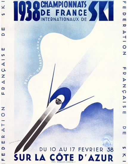 Cote D Azur Championnats Ski De France 1938 | Vintage Ad and Cover Art 1891-1970