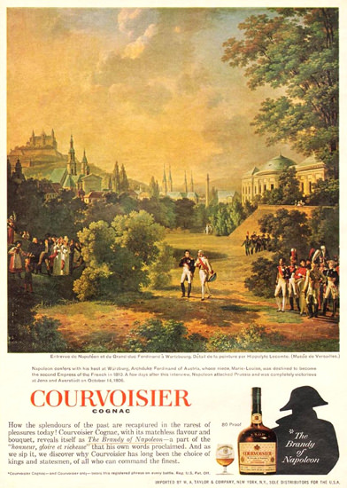 Courvoisier Cognac Brandy Of Napoleon 1964 | Vintage Ad and Cover Art 1891-1970