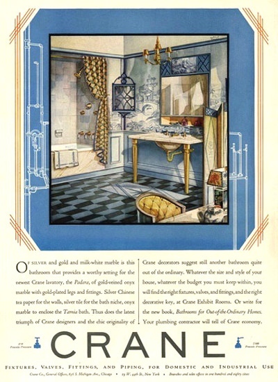 Crane Bathroom Fixtures And Pipes | Vintage Ad and Cover Art 1891-1970