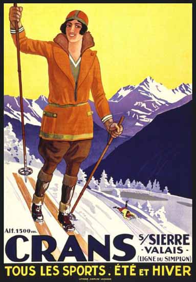 Crans Sierre Valais Tous Les Sports 1925 | Vintage Travel Posters 1891-1970