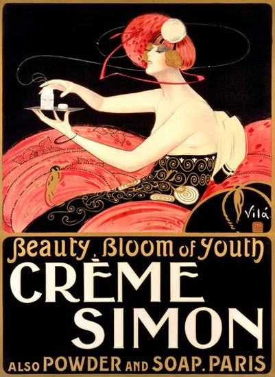 Creme Simon Beauty Bloom Of Youth Paris Art | Sex Appeal Vintage Ads and Covers 1891-1970