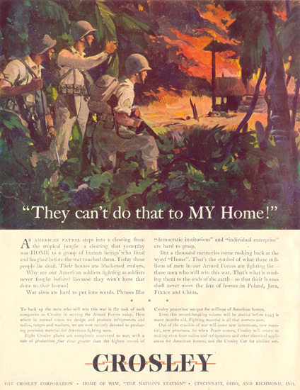 Crosley They Cant Do That To My Home 1943 | Vintage War Propaganda Posters 1891-1970