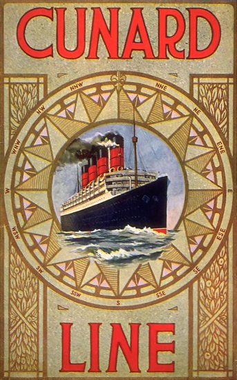 Cunard Line Compass Card Steam Ship Liner | Vintage Travel Posters 1891-1970