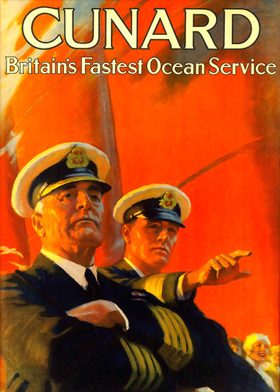 Cunard Line Fastest Ocean Service Captain | Vintage Travel Posters 1891-1970