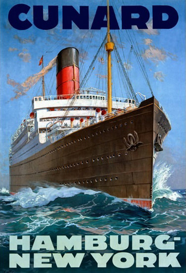 Cunard Line Hamburg New York Passenger Liner | Vintage Travel Posters 1891-1970