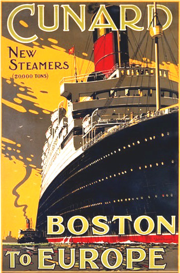 Cunard Line Steamers Boston Europe Ocean Liner | Vintage Travel Posters 1891-1970