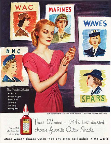 Cutex Nail Polish 1944 WAC NNC Best Dressed | Sex Appeal Vintage Ads and Covers 1891-1970