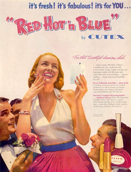 Cutex Red Hot N Blue 1952 | Sex Appeal Vintage Ads and Covers 1891-1970