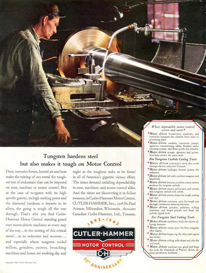 Cutler-Hammer Motor Control 1942 | Vintage Ad and Cover Art 1891-1970