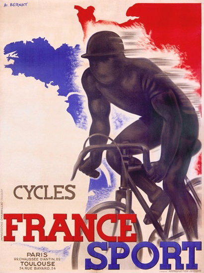 Cycles France Sport Paris Toulouse Bernat | Vintage Travel Posters 1891-1970