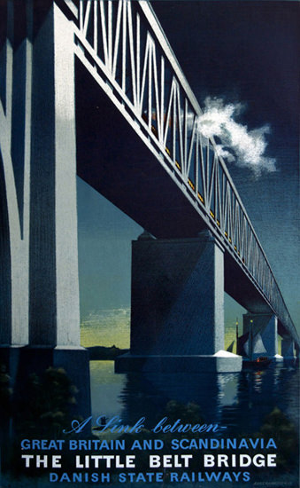 DRS Danish State Railways Little Belt Bridge | Vintage Travel Posters 1891-1970