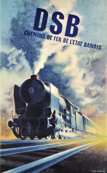 DSB Chemins de Fer de L Etat Danois 1950 | Vintage Travel Posters 1891-1970