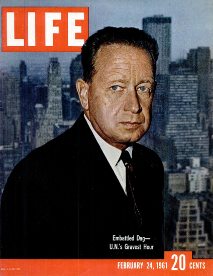 Dag Hammerskjöld burial UN Crisis 24 Feb 1961 Copyright Life Magazine | Life Magazine Color Photo Covers 1937-1970