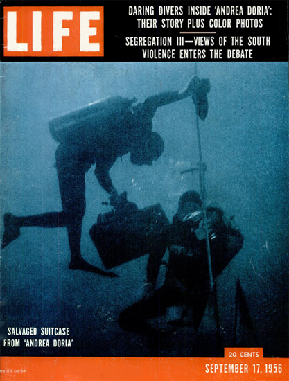 Daring Divers inside Andrea Doria 17 Sep 1956 Copyright Life Magazine | Life Magazine Color Photo Covers 1937-1970