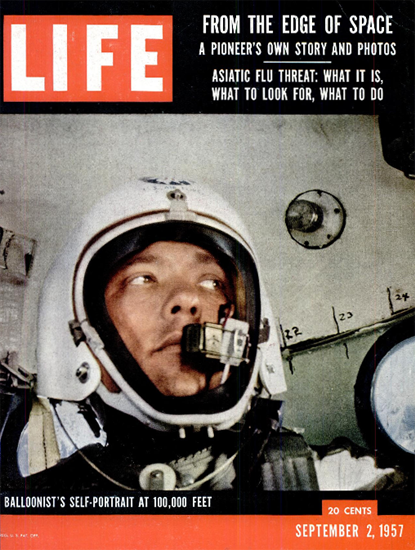 David Simons Balloon at 100000 feet 2 Sep 1957 Copyright Life Magazine | Life Magazine Color Photo Covers 1937-1970