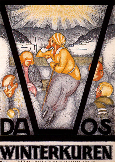 Davos 5-3 V  Winterkuren Switzerland Schweiz | Vintage Travel Posters 1891-1970