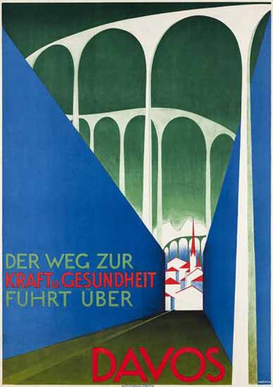 Davos Kraft Und Gesundheit Switzerland 1926 | Vintage Travel Posters 1891-1970