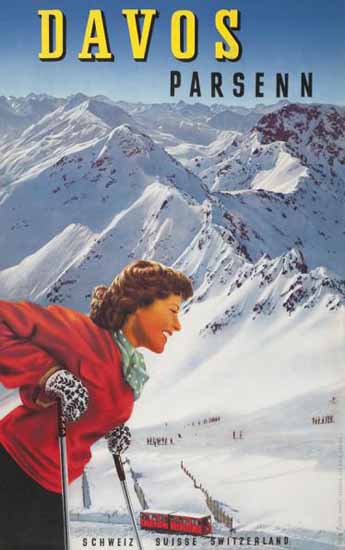 Davos Parsenn Schweiz Suisse Switzerland 1940 | Vintage Travel Posters 1891-1970