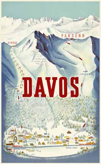 Davos Parsenn Strela Switzerland 1932 | Vintage Travel Posters 1891-1970