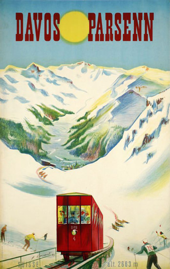 Davos Parsenn Suisse Switzerland Alps 1947 | Vintage Travel Posters 1891-1970